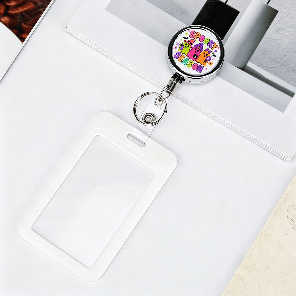 Spooky Season Ghost Badge Reel – Cute Halloween Badge Holder