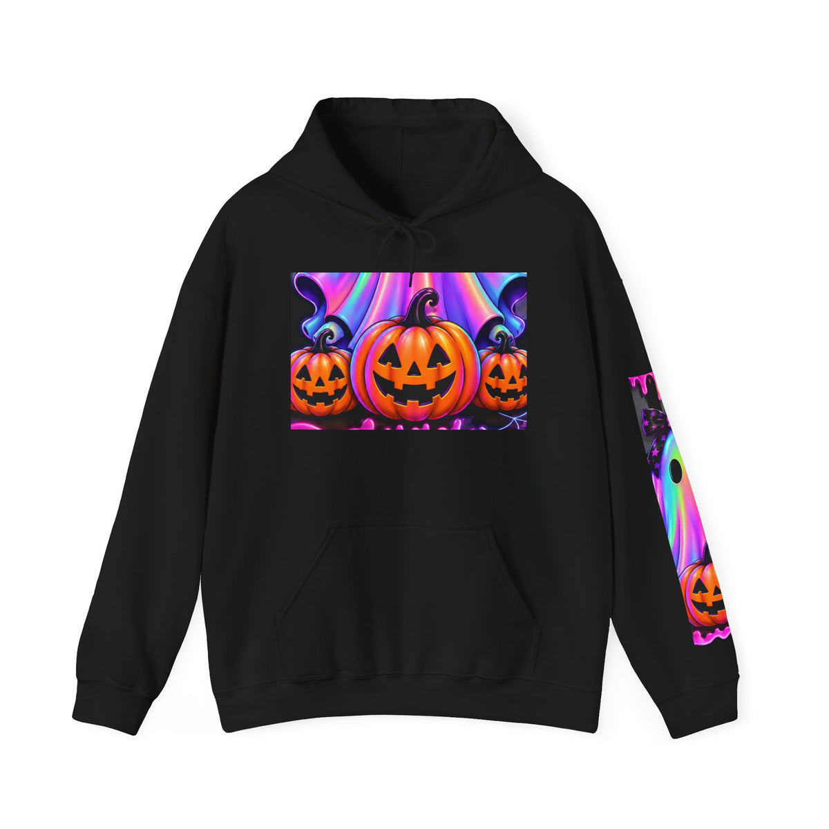 Neon Jack-O’-Lantern Halloween Hoodie | Spooky Pumpkin Graphic Sweatshirt