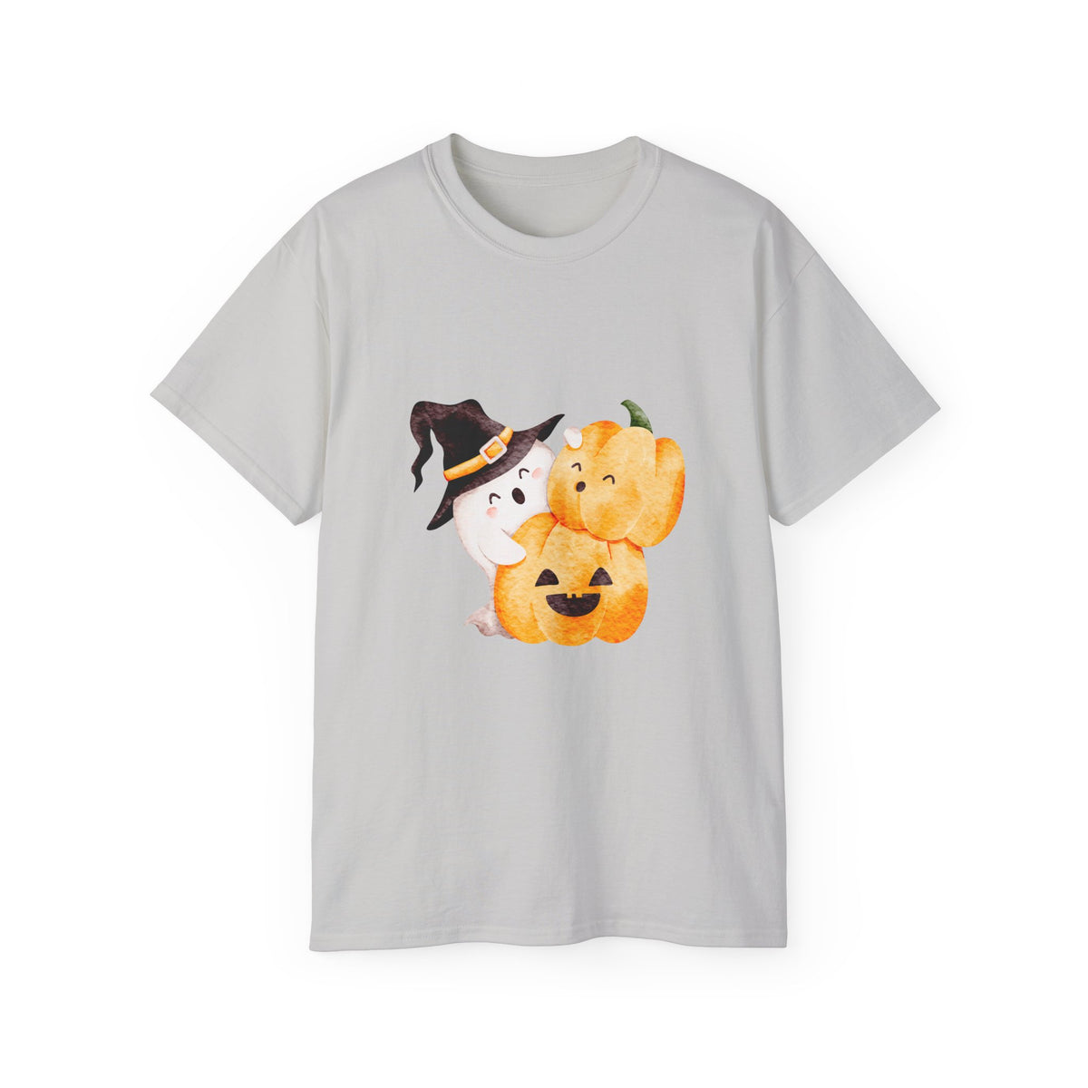 Cute Halloween Ghost & Pumpkin T-Shirt | Witch Hat Spooky Season Tee