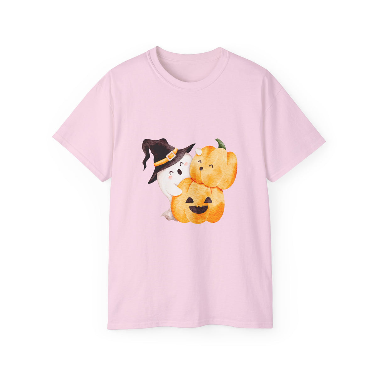 Cute Halloween Ghost & Pumpkin T-Shirt | Witch Hat Spooky Season Tee