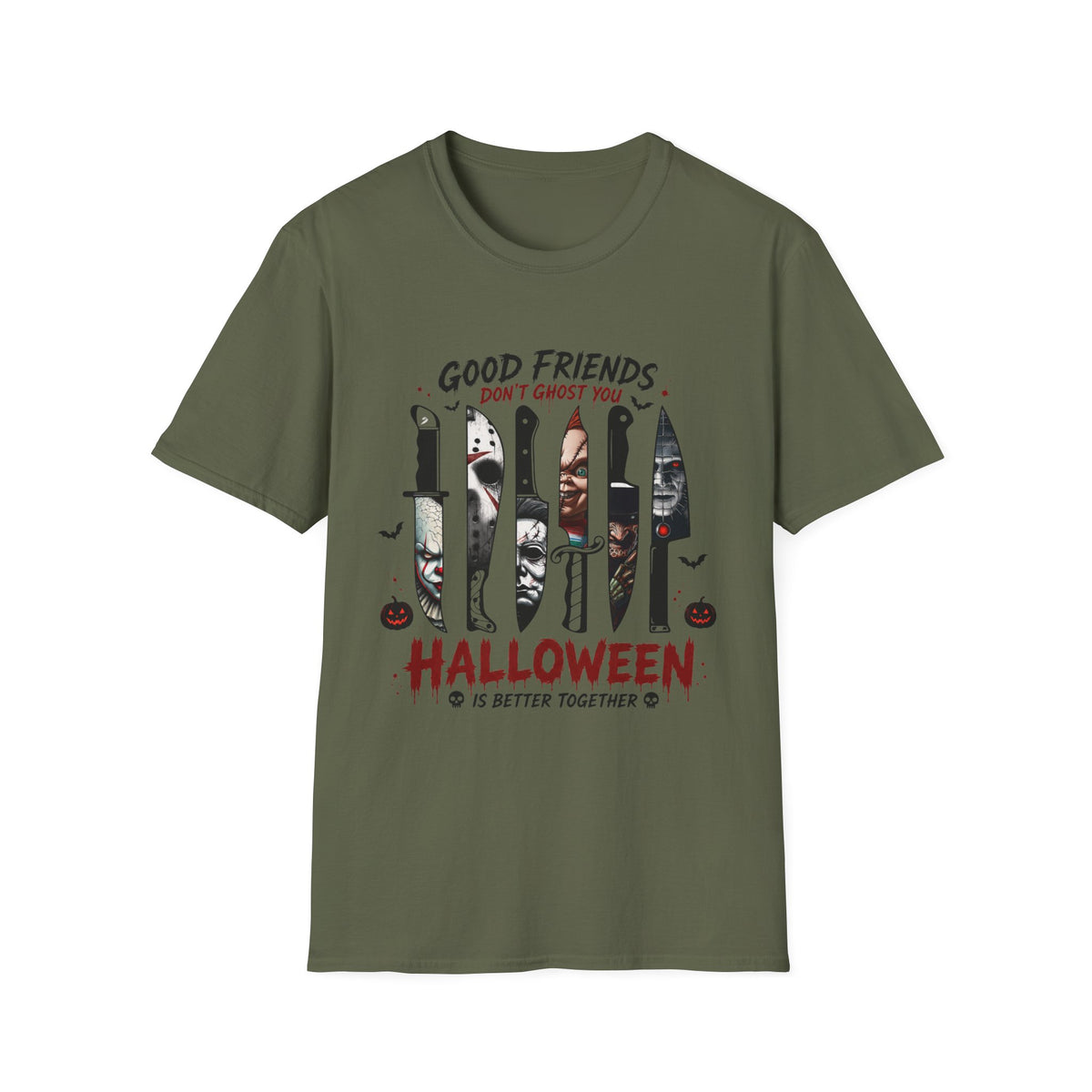 Good Friends Don’t Ghost You Halloween T-Shirt | Horror Movie Knife Tee