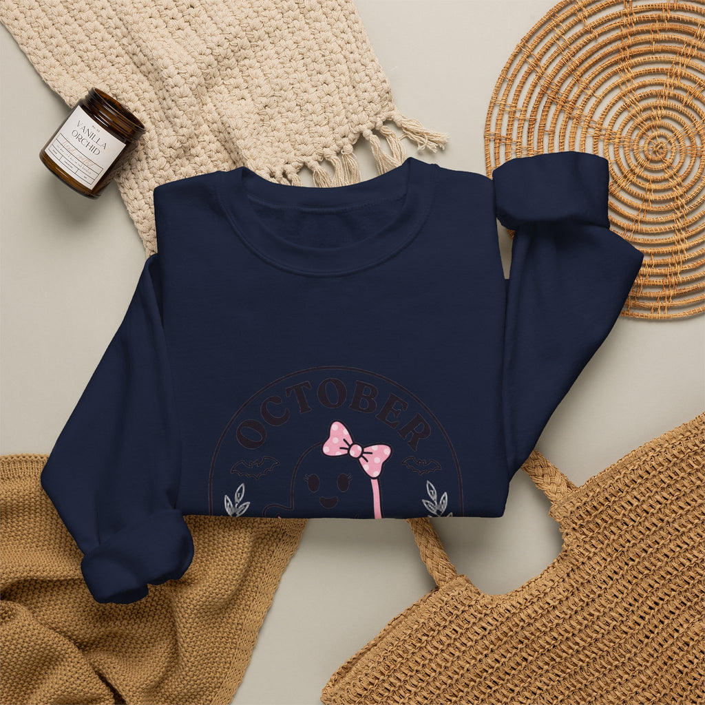 Pink Boo Crew Breast Cancer Awareness Sweatshirt | October Ribbon Support