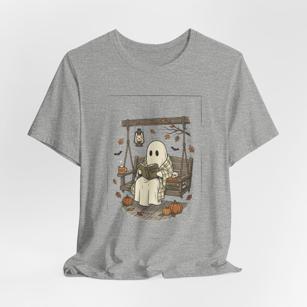 Ghost Reading in Armchair T‑Shirt | Spooky Reader, Cozy Halloween
