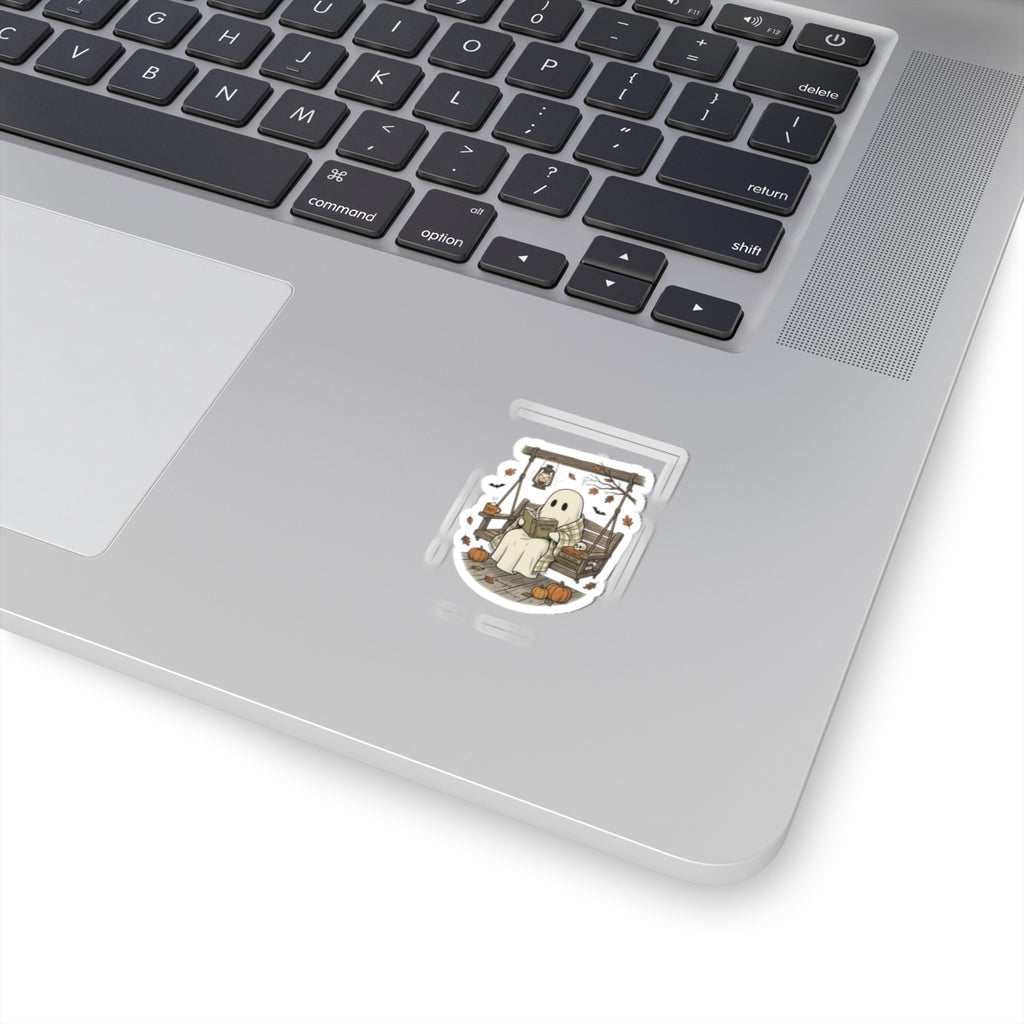 Cozy Ghost Reading Sticker | Spooky Reader, Halloween Bookish