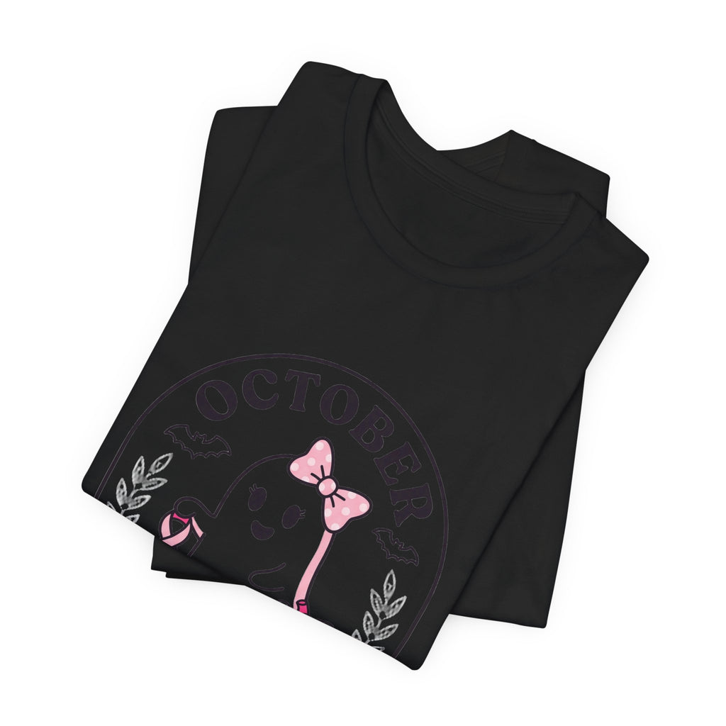 October Pink Boo Crew T-Shirt | Breast Cancer Awareness, Pink Ribbon