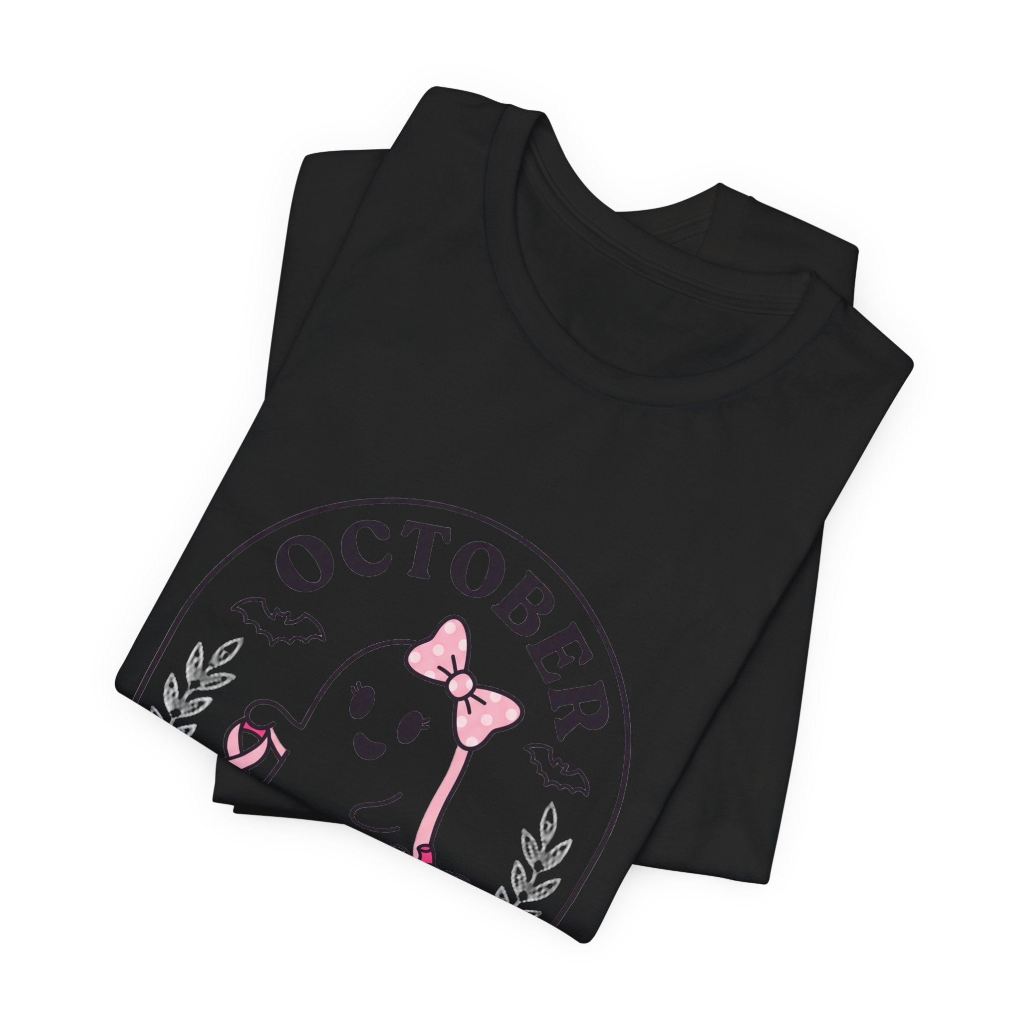 October Pink Boo Crew T-Shirt | Breast Cancer Awareness, Pink Ribbon