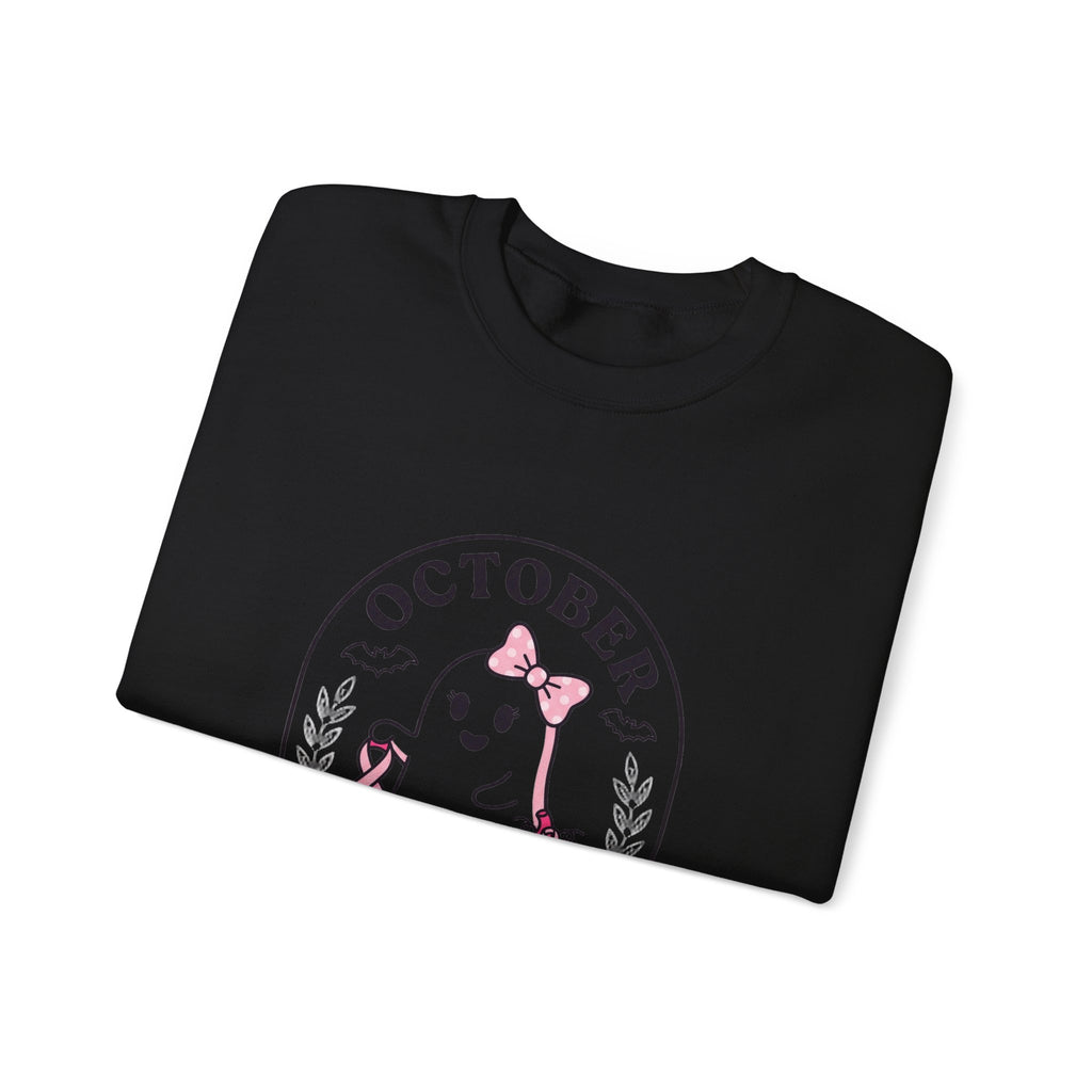 Pink Boo Crew Breast Cancer Awareness Sweatshirt | October Ribbon Support