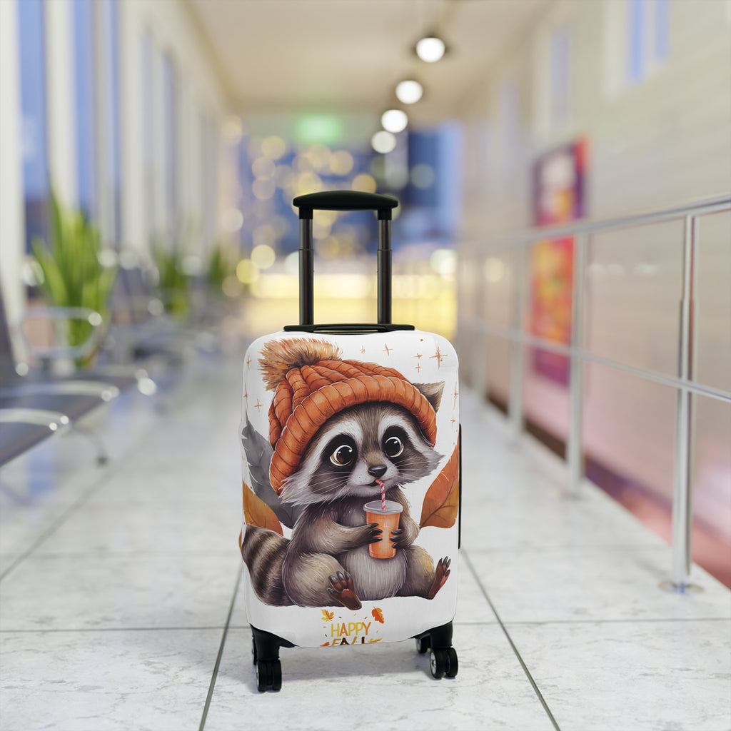 Happy Fall Raccoon Luggage Cover