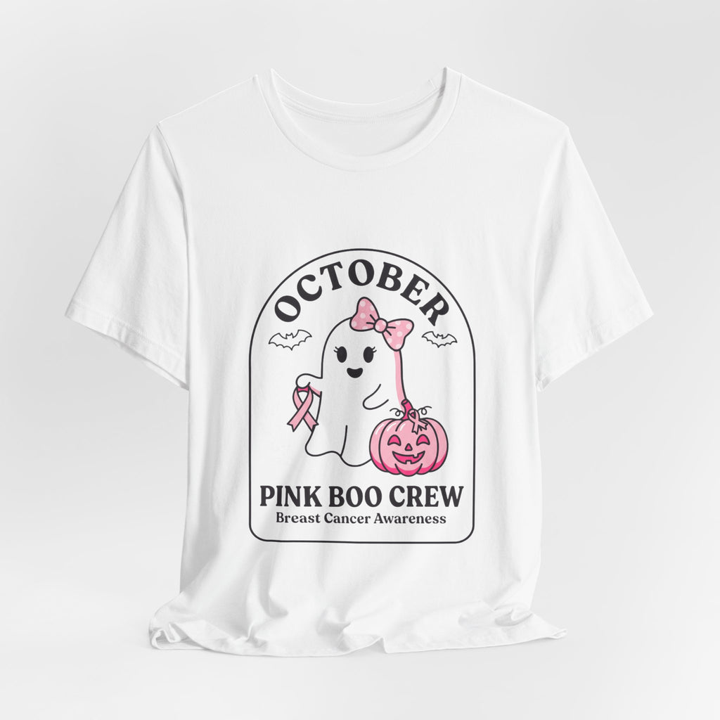 October Pink Boo Crew T-Shirt | Breast Cancer Awareness, Pink Ribbon