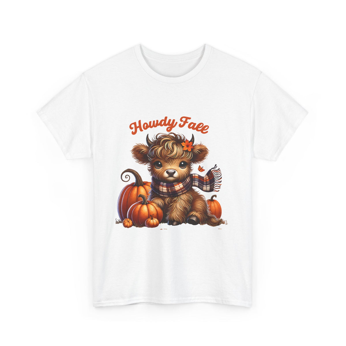 Howdy Fall Highland Cow T-Shirt | Cute Autumn Pumpkin Graphic Tee