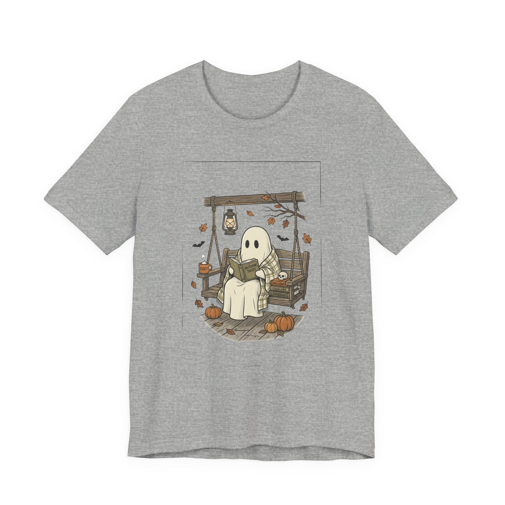 Ghost Reading in Armchair T‑Shirt | Spooky Reader, Cozy Halloween