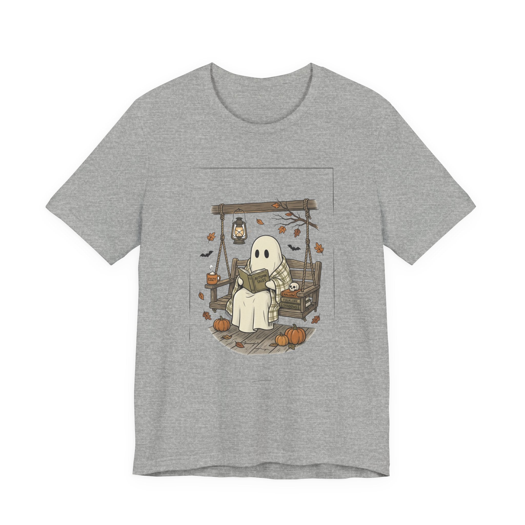 Ghost Reading in Armchair T‑Shirt | Spooky Reader, Cozy Halloween