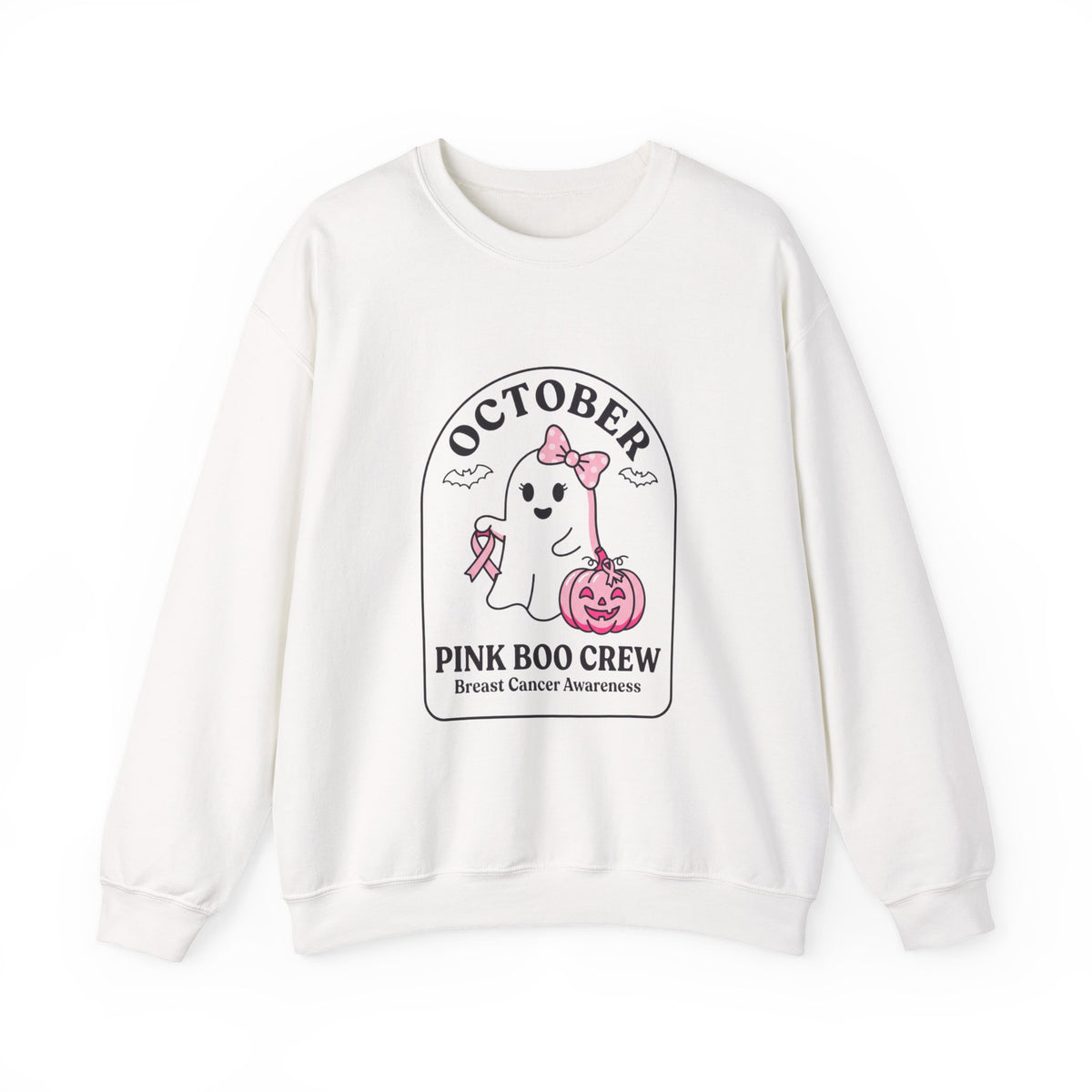 Pink Boo Crew Breast Cancer Awareness Sweatshirt | October Ribbon Support