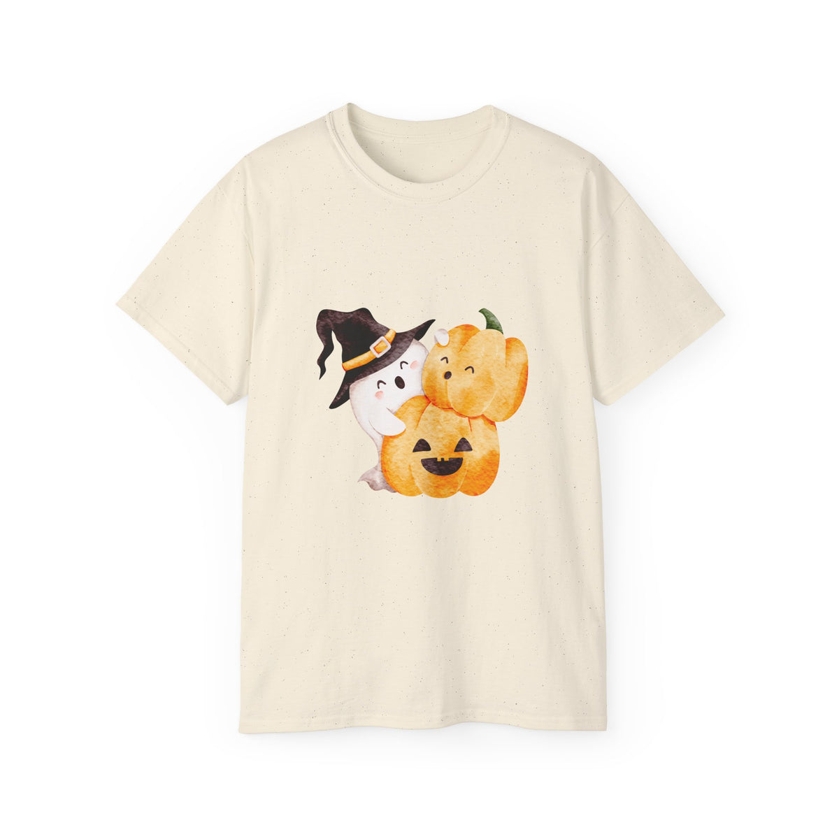 Cute Halloween Ghost & Pumpkin T-Shirt | Witch Hat Spooky Season Tee