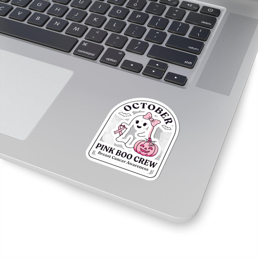 Pink Boo Crew Ghost Sticker | Breast Cancer Awareness, October Ribbon