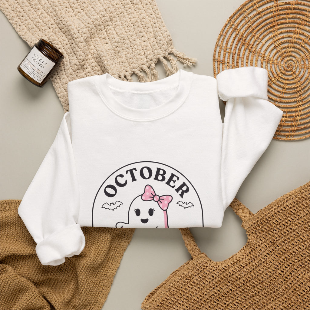 Pink Boo Crew Breast Cancer Awareness Sweatshirt | October Ribbon Support