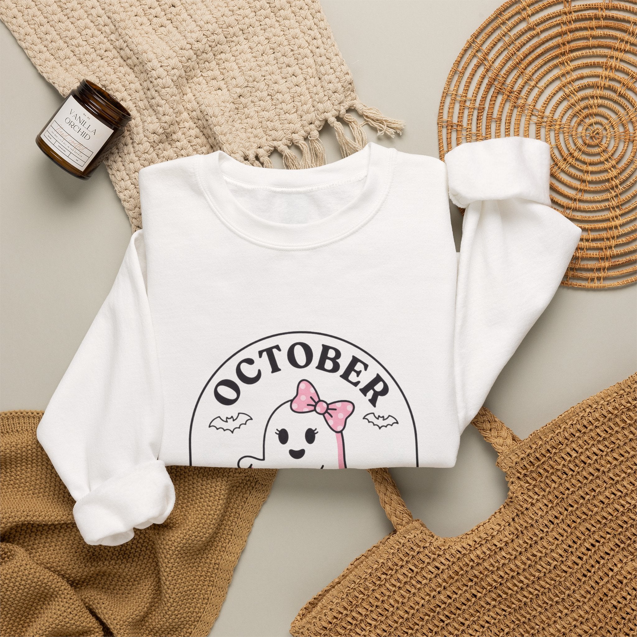 Pink Boo Crew Breast Cancer Awareness Sweatshirt | October Ribbon Support