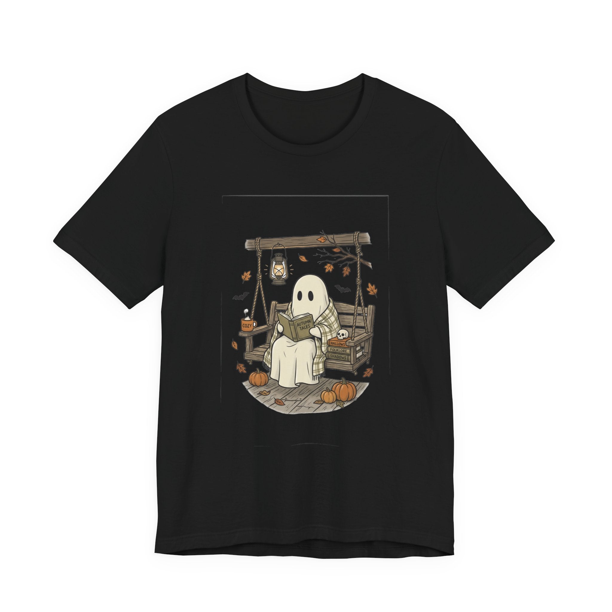 Ghost Reading in Armchair T‑Shirt | Spooky Reader, Cozy Halloween