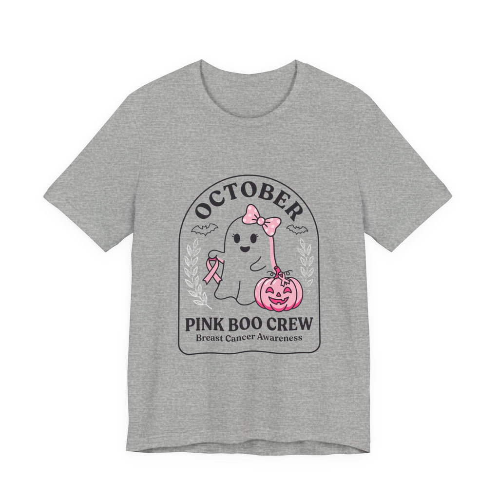 October Pink Boo Crew T-Shirt | Breast Cancer Awareness, Pink Ribbon
