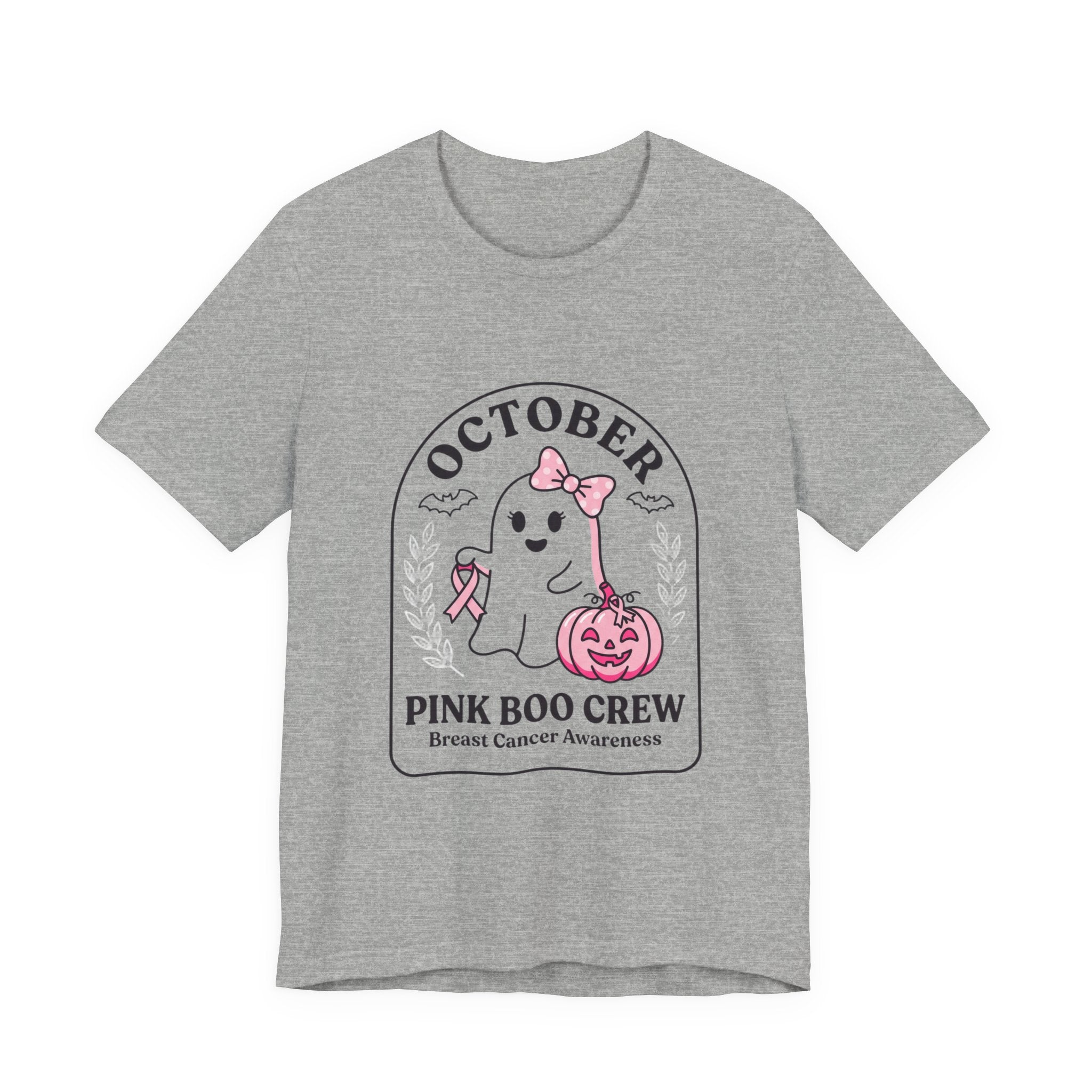 October Pink Boo Crew T-Shirt | Breast Cancer Awareness, Pink Ribbon