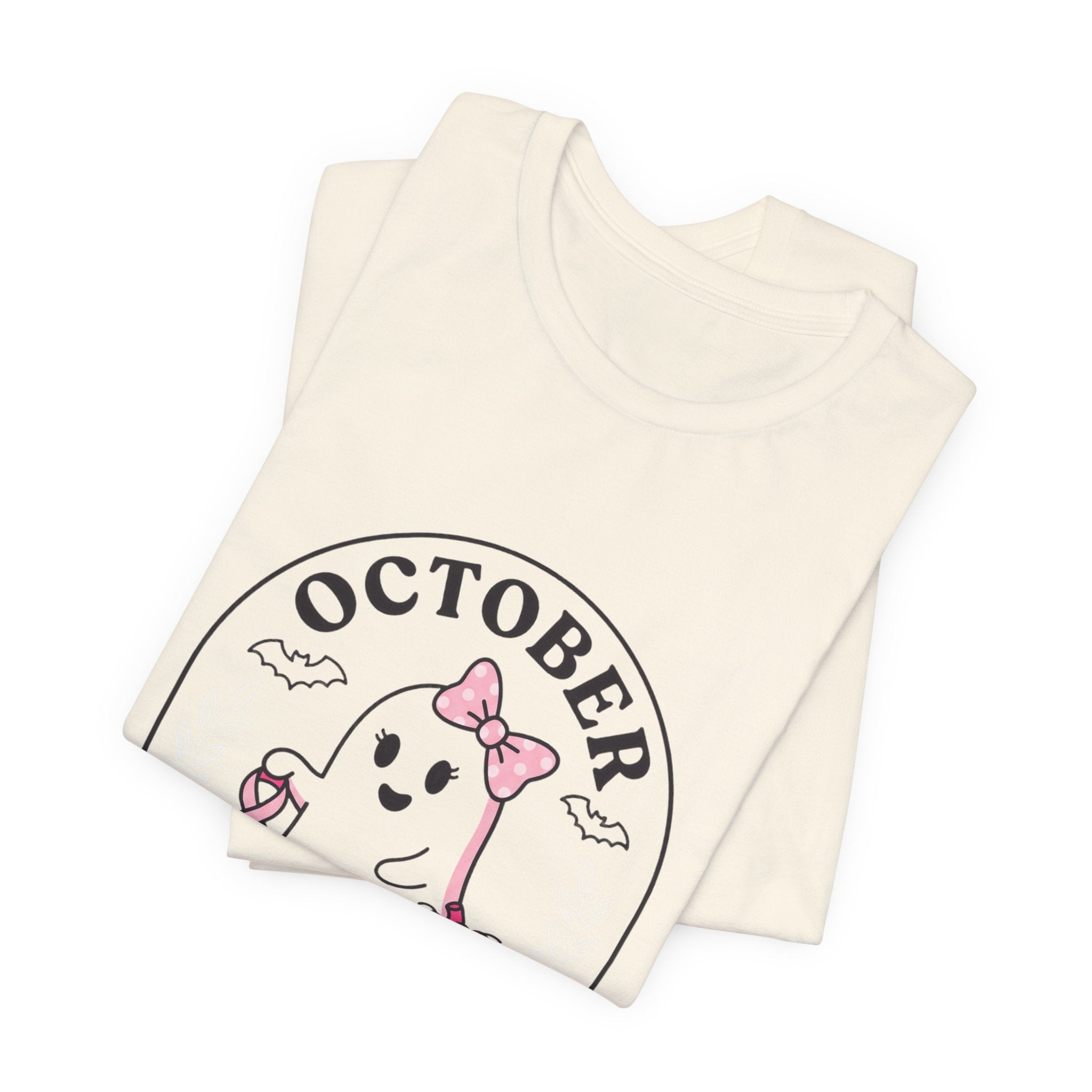October Pink Boo Crew T-Shirt | Breast Cancer Awareness, Pink Ribbon