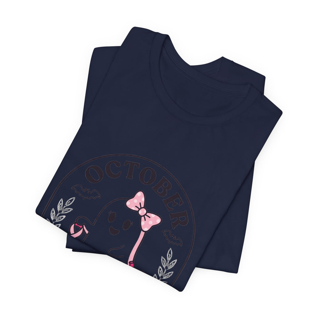 October Pink Boo Crew T-Shirt | Breast Cancer Awareness, Pink Ribbon