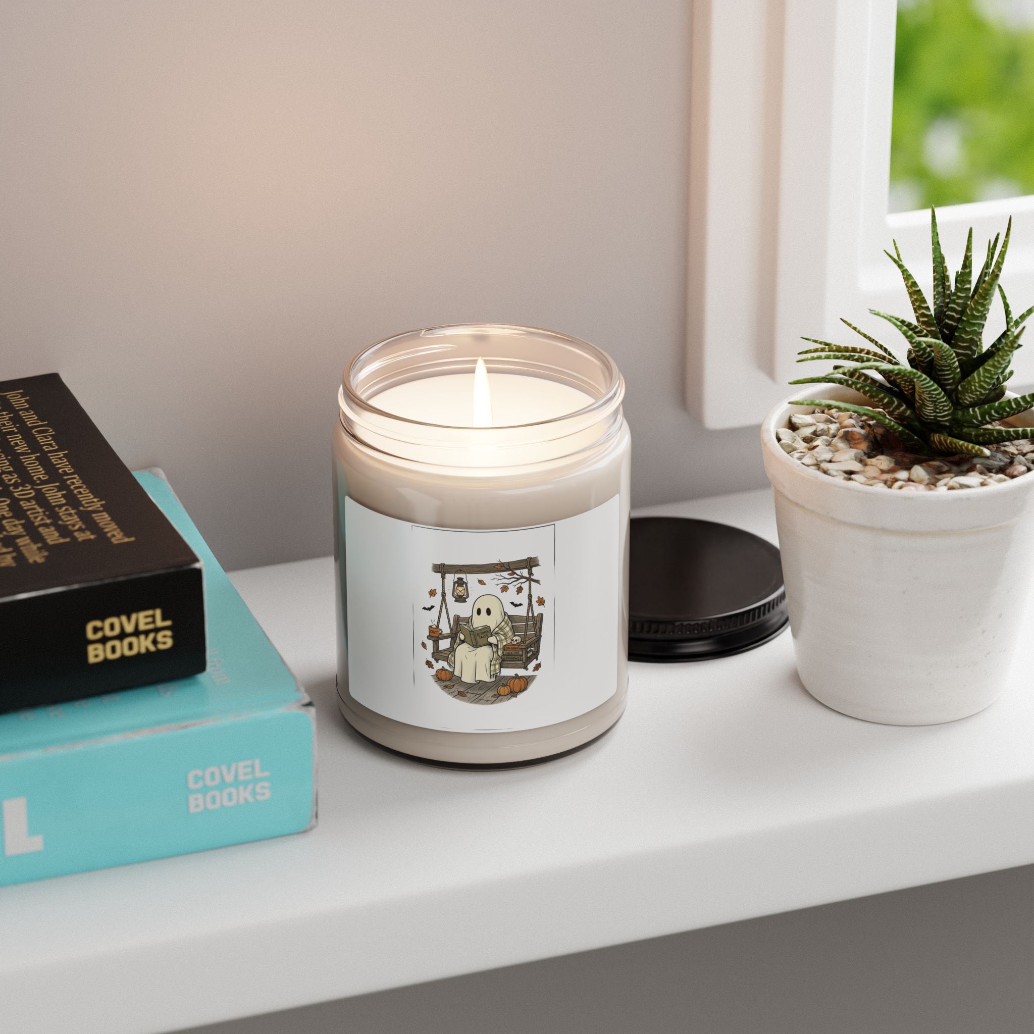 Ghost Reading Candle, Soy Scented Jar | Spooky Reader, Cozy Halloween
