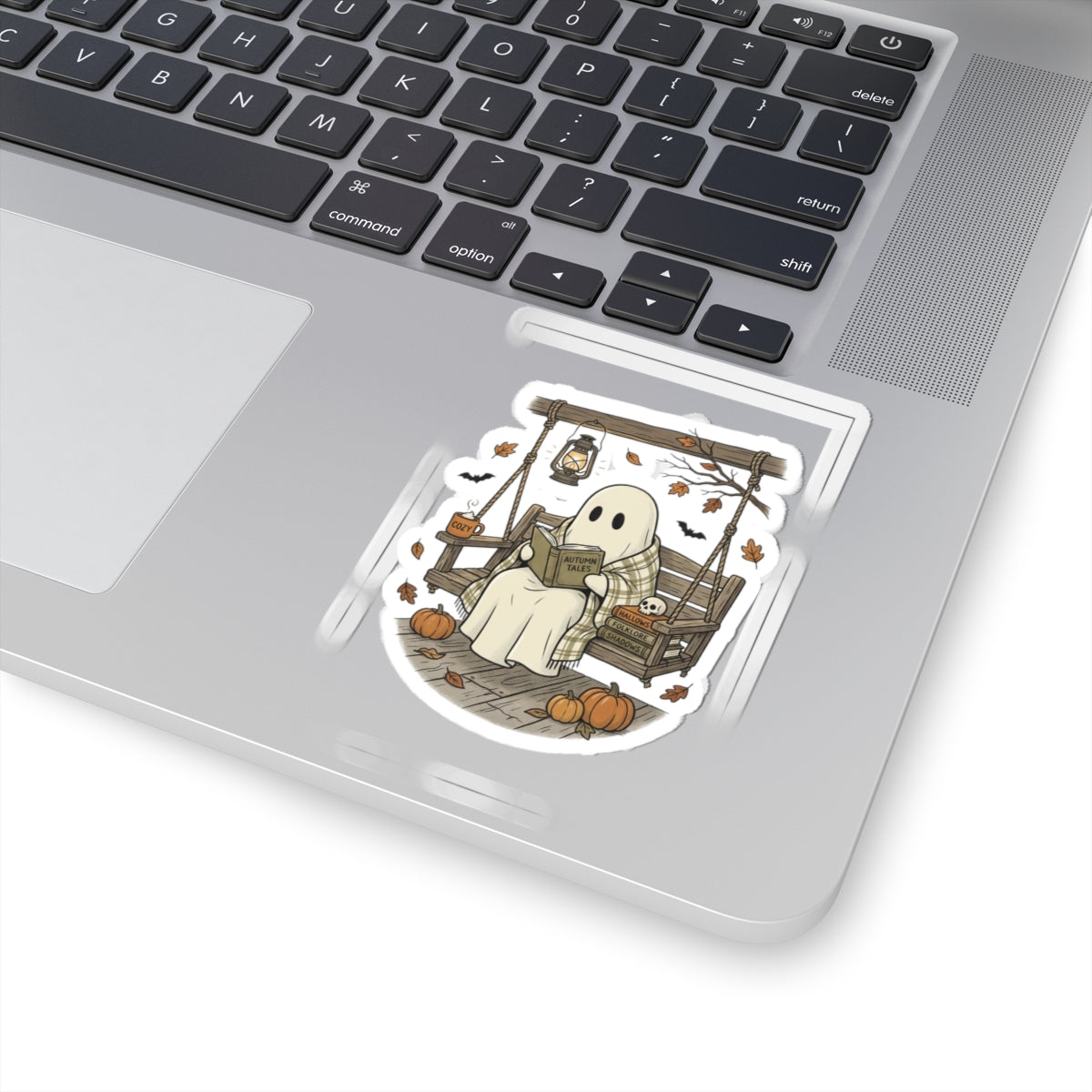 Cozy Ghost Reading Sticker | Spooky Reader, Halloween Bookish