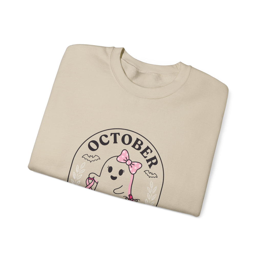 Pink Boo Crew Breast Cancer Awareness Sweatshirt | October Ribbon Support