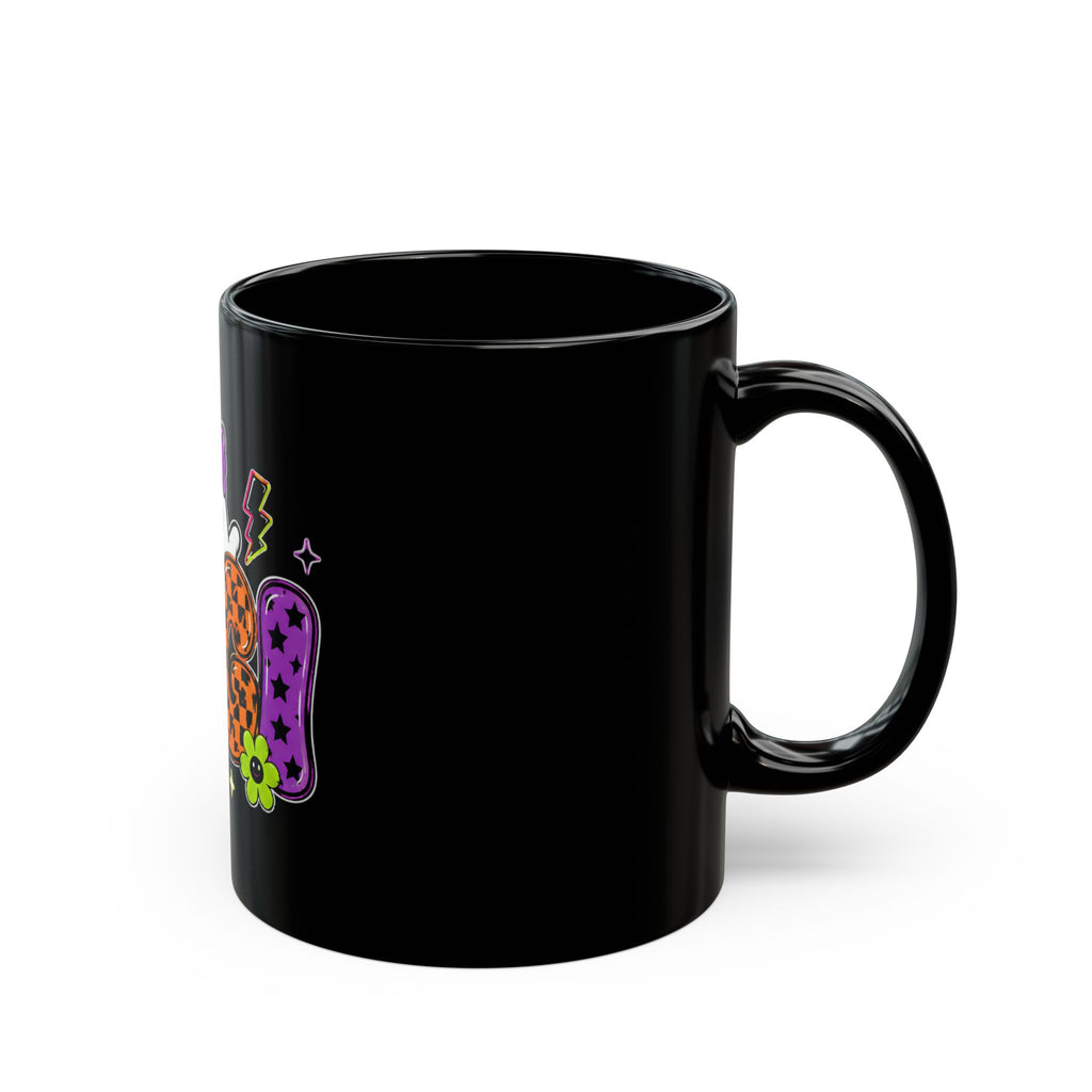 Cute 'Gigi' Ghost Night Black Mug — Halloween Gothic Kawaii Coffee Cup