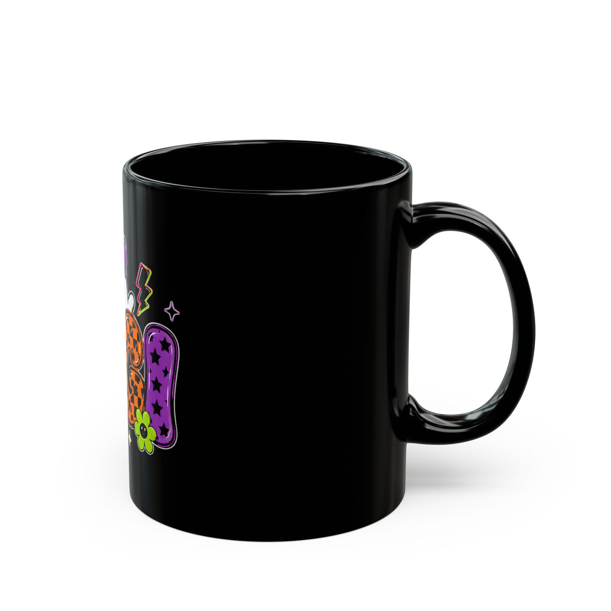 Cute 'Gigi' Ghost Night Black Mug — Halloween Gothic Kawaii Coffee Cup