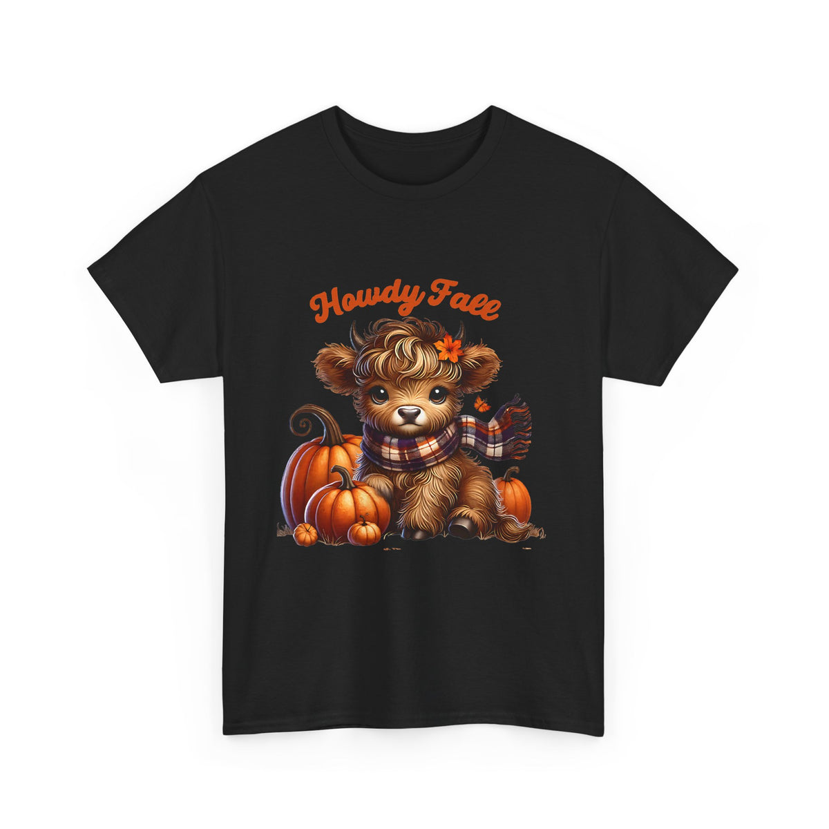 Howdy Fall Highland Cow T-Shirt | Cute Autumn Pumpkin Graphic Tee