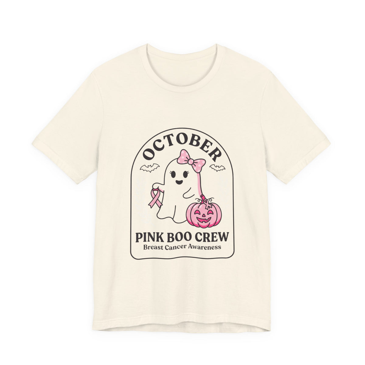 October Pink Boo Crew T-Shirt | Breast Cancer Awareness, Pink Ribbon