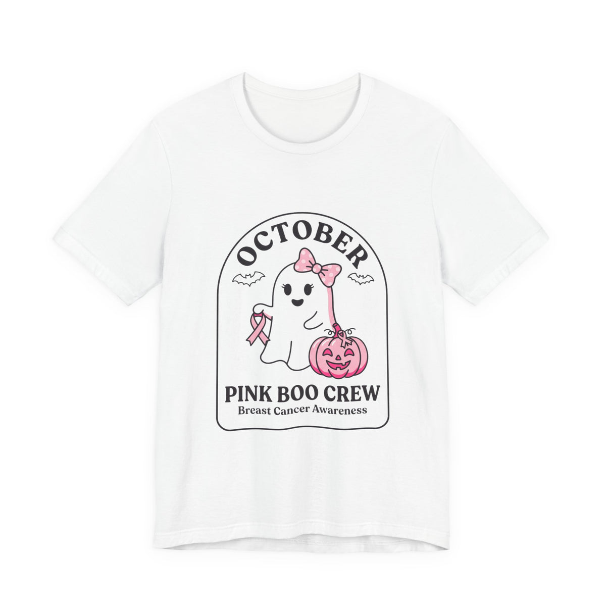 October Pink Boo Crew T-Shirt | Breast Cancer Awareness, Pink Ribbon