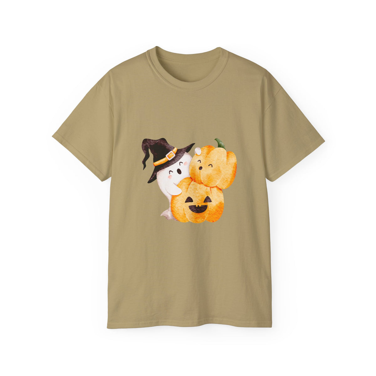Cute Halloween Ghost & Pumpkin T-Shirt | Witch Hat Spooky Season Tee