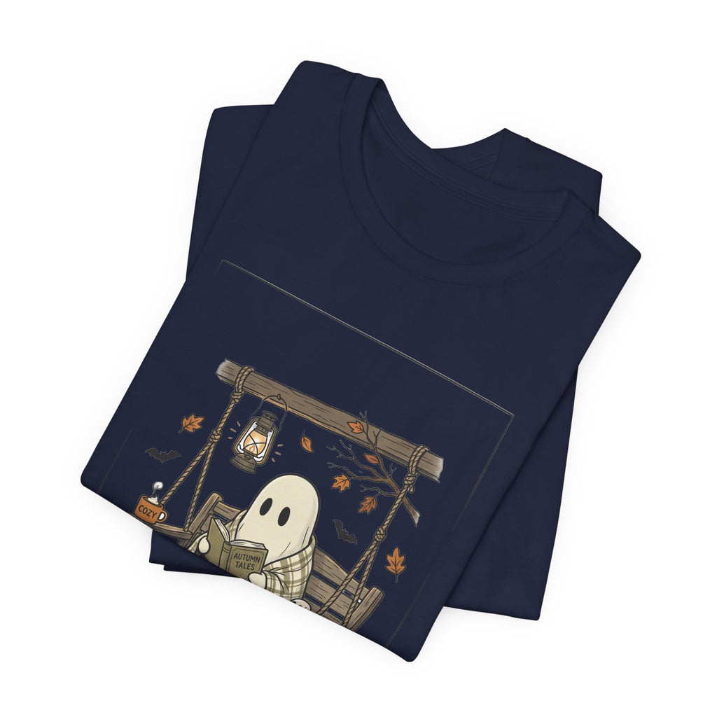 Ghost Reading in Armchair T‑Shirt | Spooky Reader, Cozy Halloween