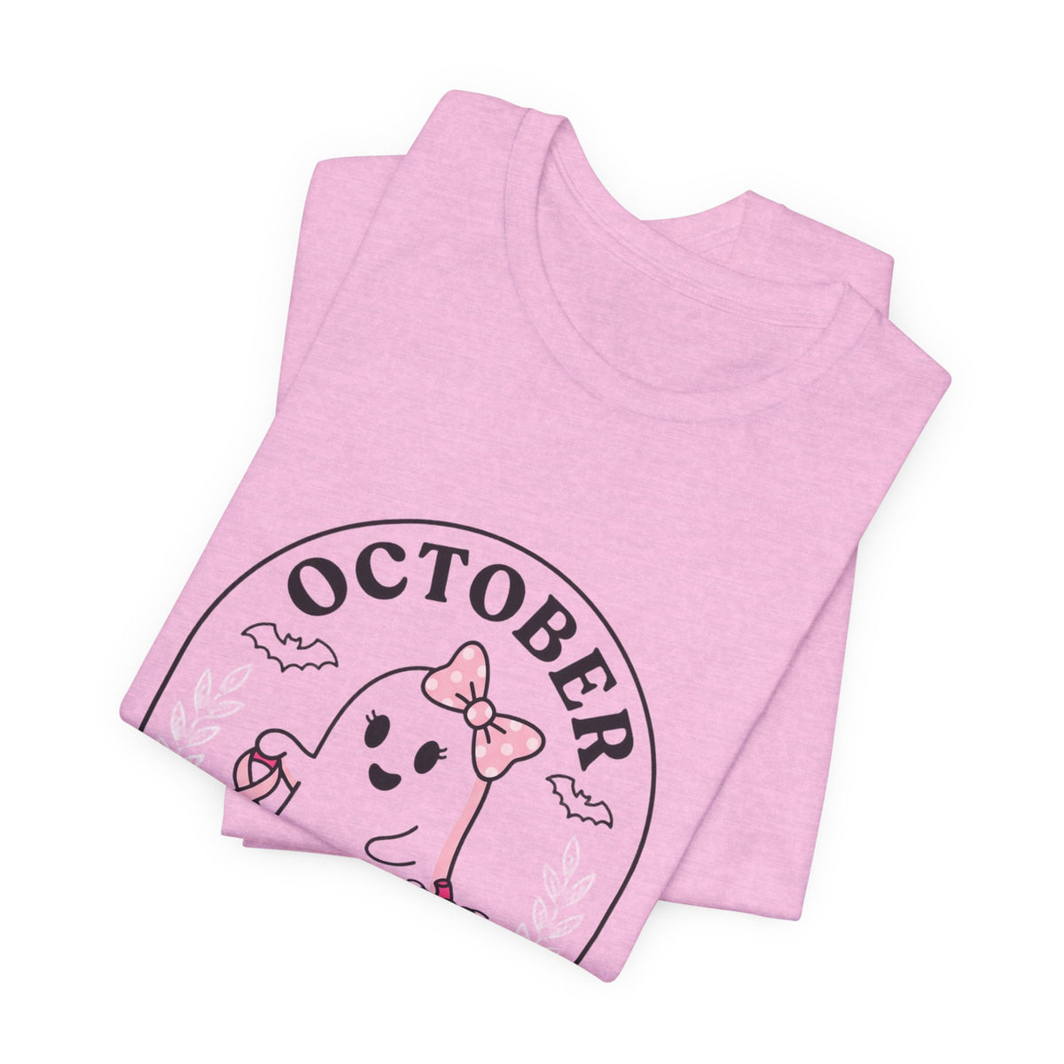 October Pink Boo Crew T-Shirt | Breast Cancer Awareness, Pink Ribbon