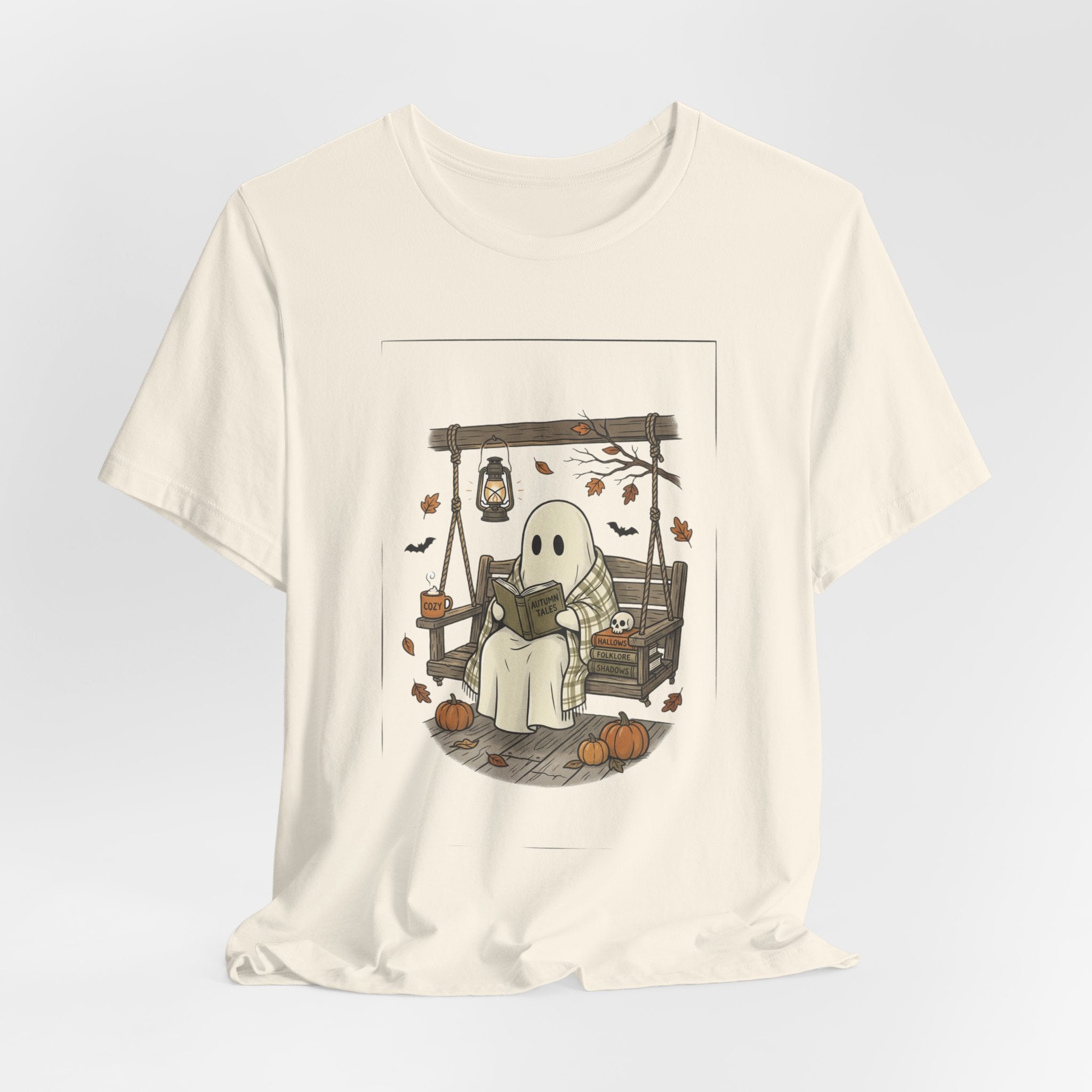 Ghost Reading in Armchair T‑Shirt | Spooky Reader, Cozy Halloween