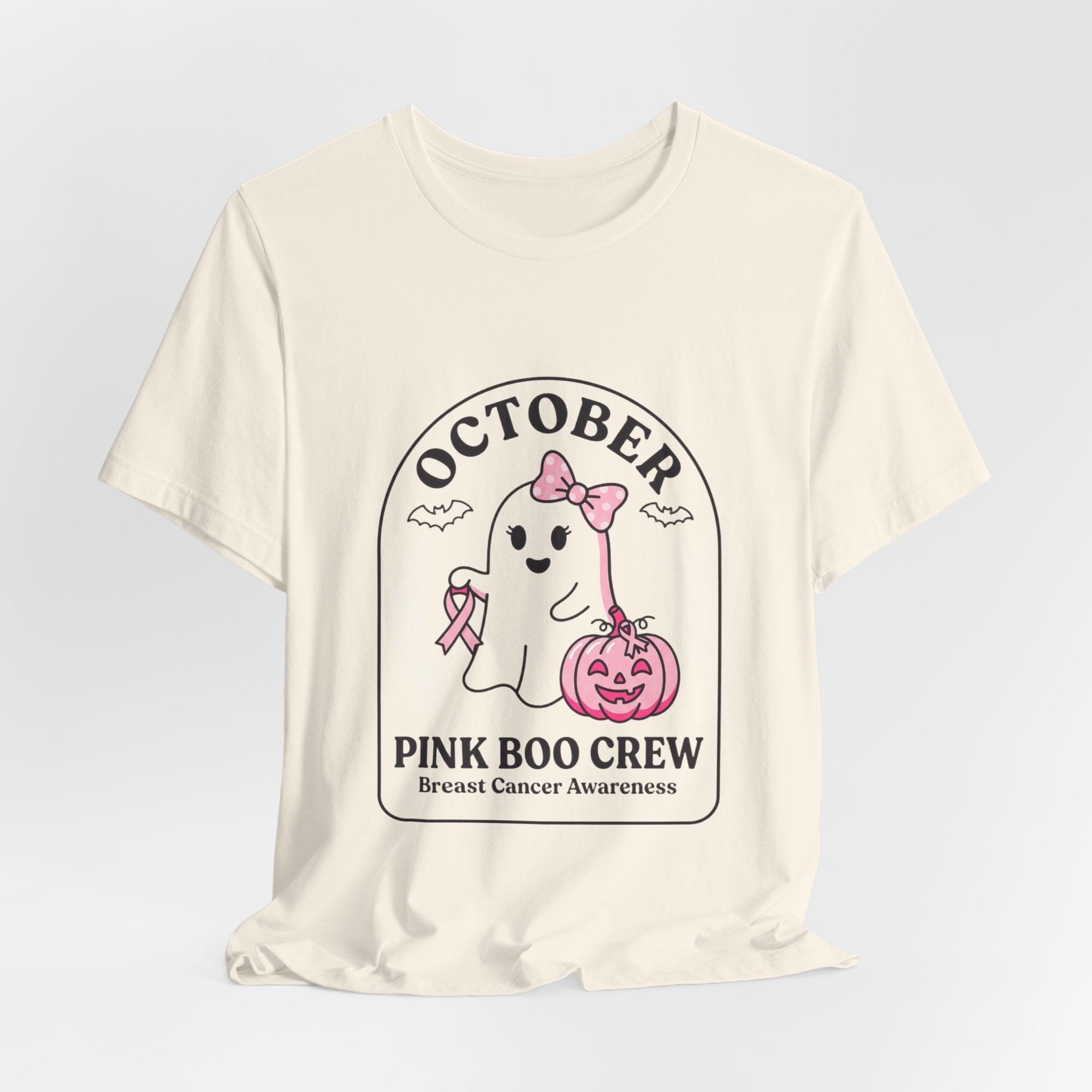 October Pink Boo Crew T-Shirt | Breast Cancer Awareness, Pink Ribbon