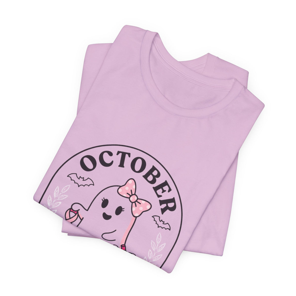 October Pink Boo Crew T-Shirt | Breast Cancer Awareness, Pink Ribbon
