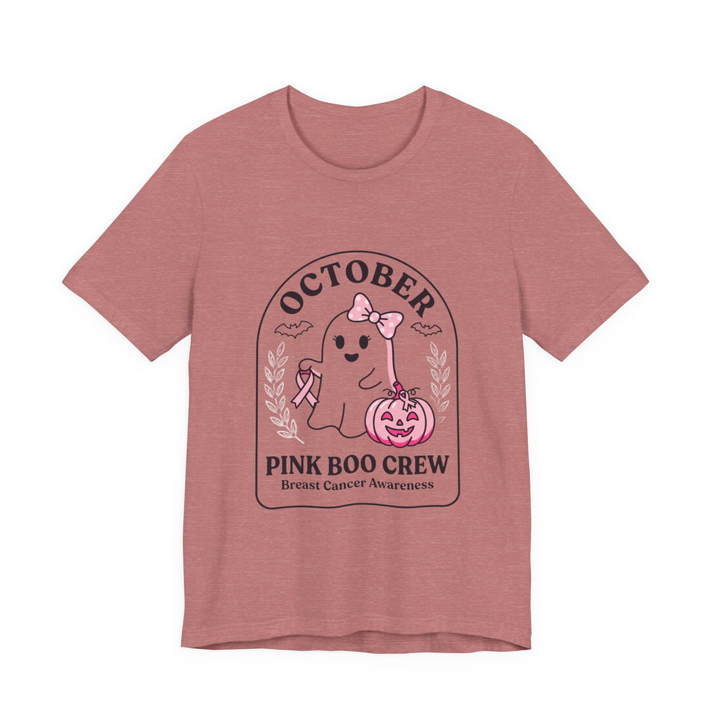 October Pink Boo Crew T-Shirt | Breast Cancer Awareness, Pink Ribbon