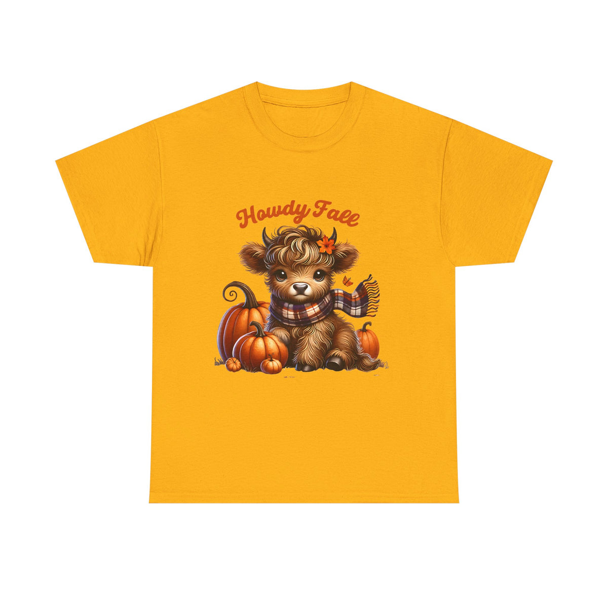 Howdy Fall Highland Cow T-Shirt | Cute Autumn Pumpkin Graphic Tee