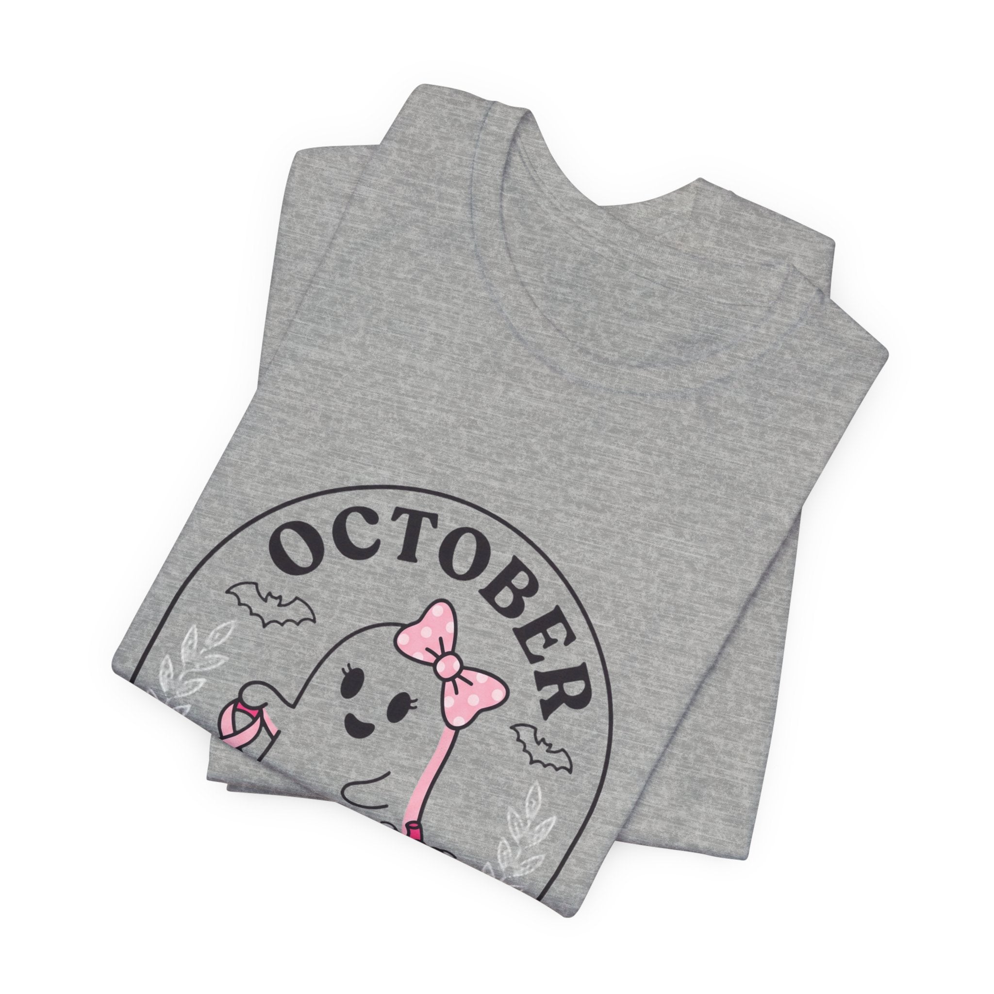 October Pink Boo Crew T-Shirt | Breast Cancer Awareness, Pink Ribbon