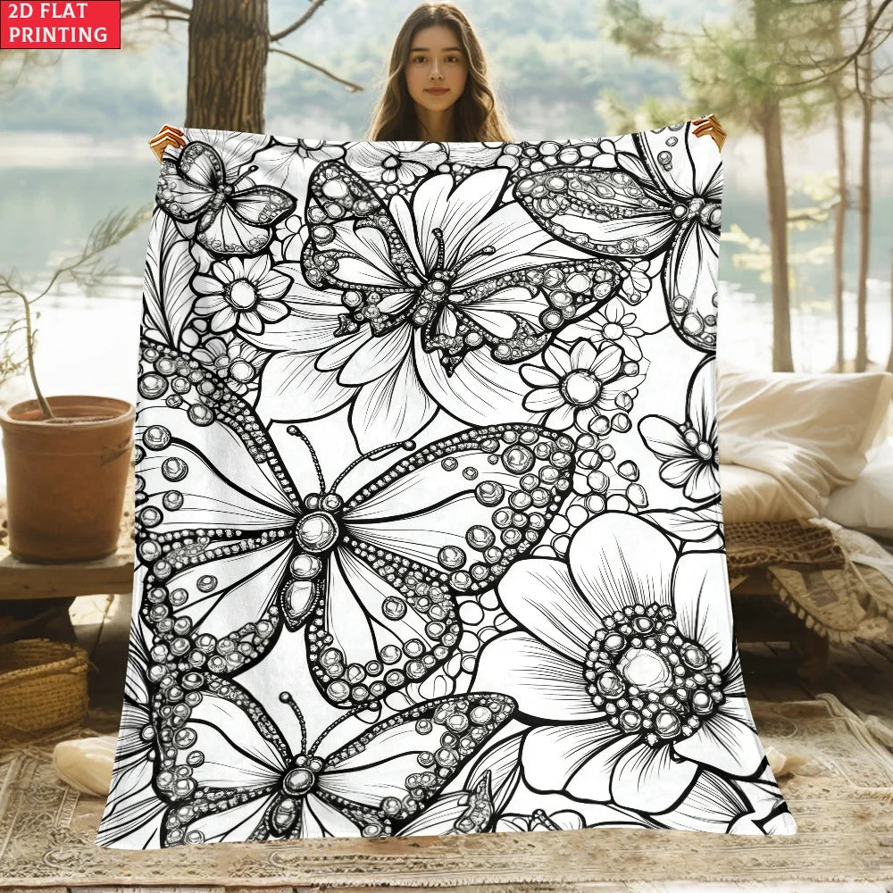 Line Art Sketch Throw Blanket