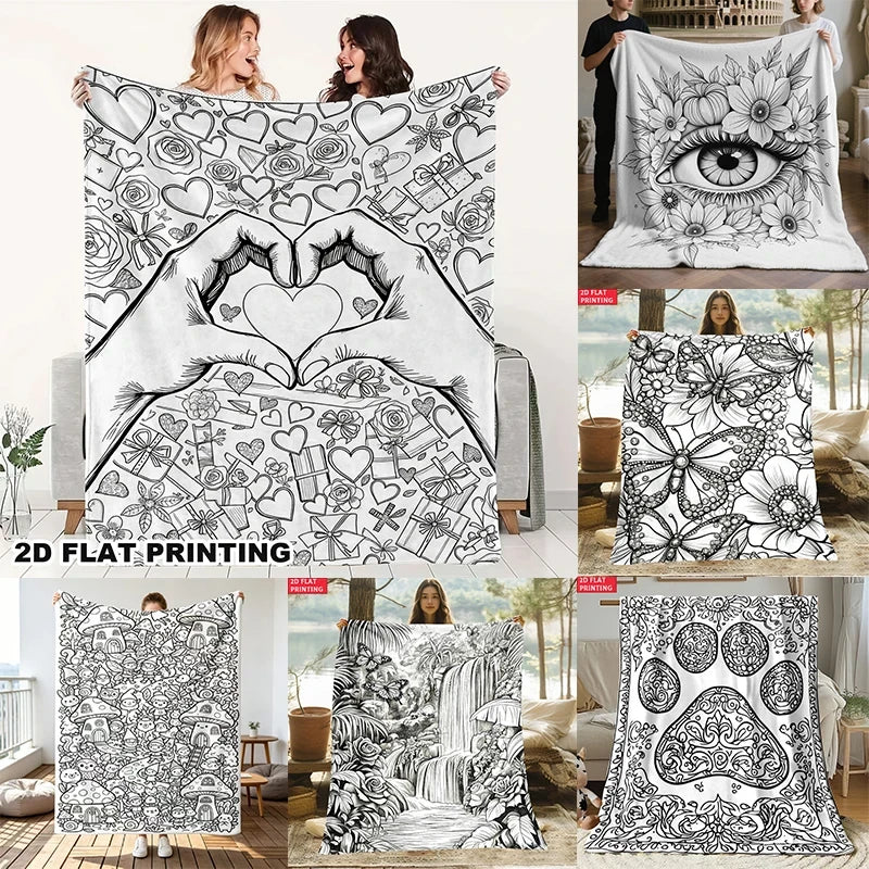 Line Art Sketch Throw Blanket