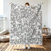 Line Art Sketch Throw Blanket