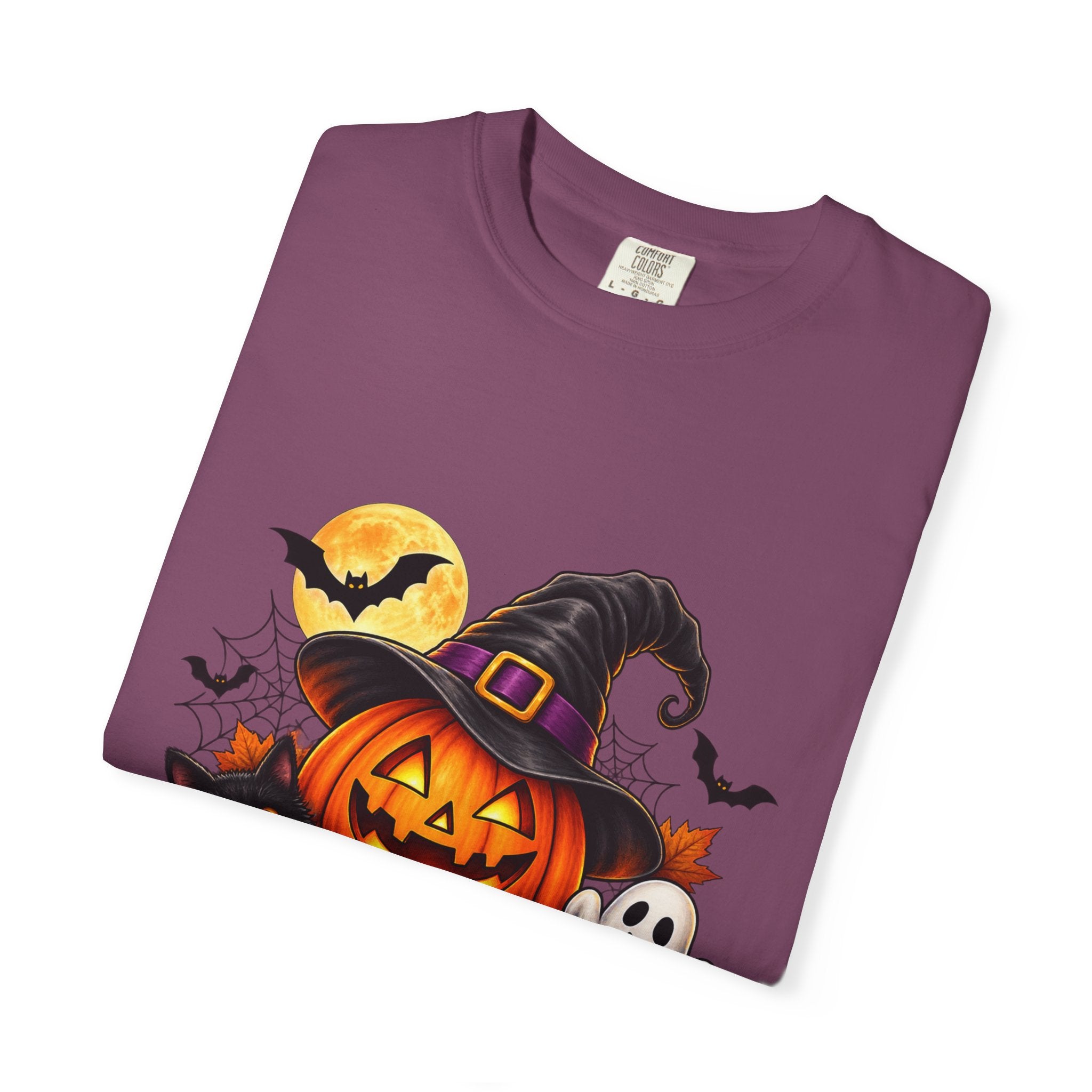 Happy Halloween Pumpkin Tee — Jack-o'-Lantern Witch Hat & Ghosts