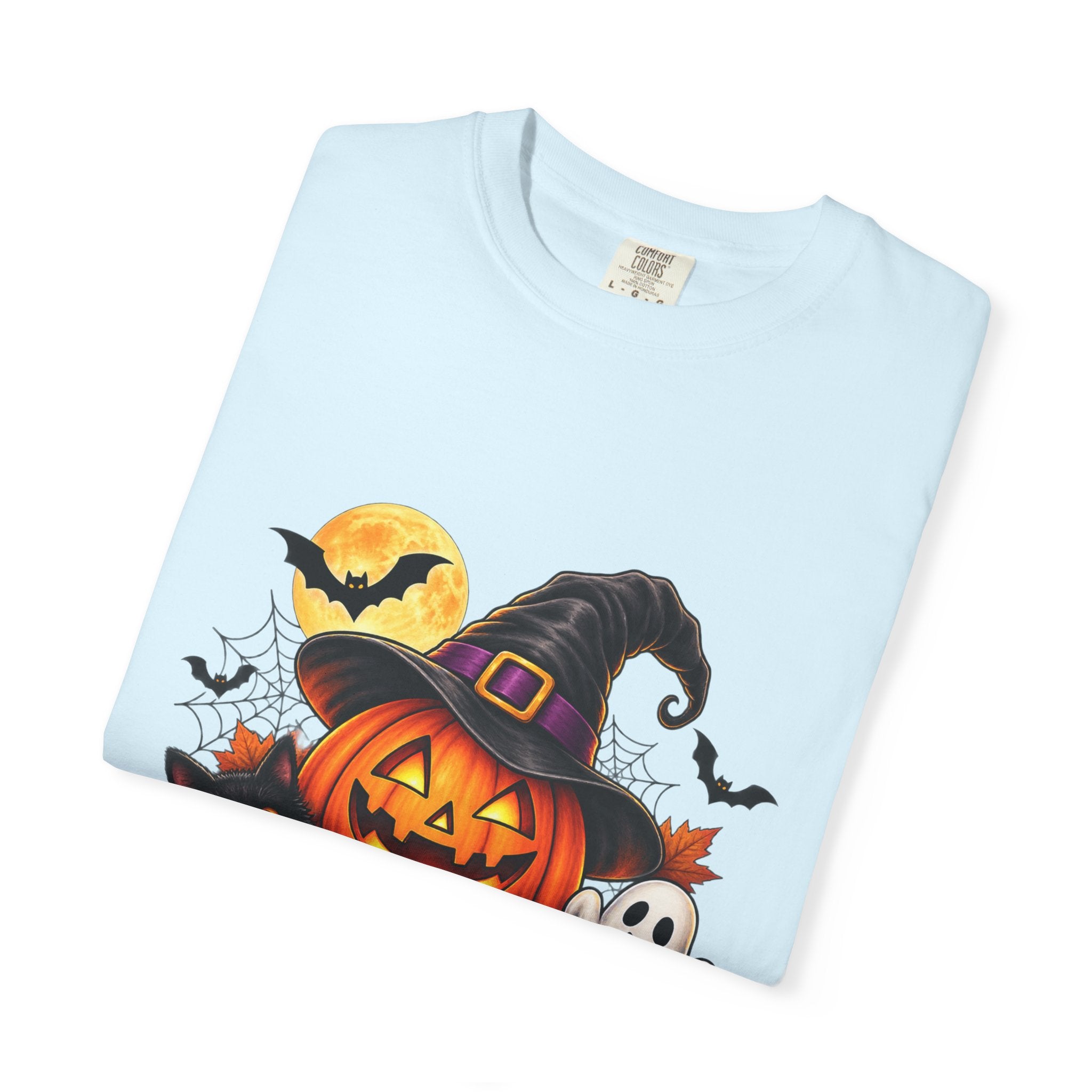 Happy Halloween Pumpkin Tee — Jack-o'-Lantern Witch Hat & Ghosts