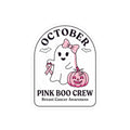 Pink Boo Crew Ghost Sticker | Breast Cancer Awareness, October Ribbon