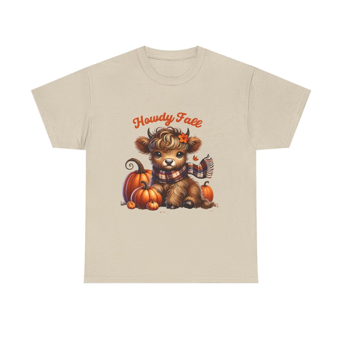 Howdy Fall Highland Cow T-Shirt | Cute Autumn Pumpkin Graphic Tee